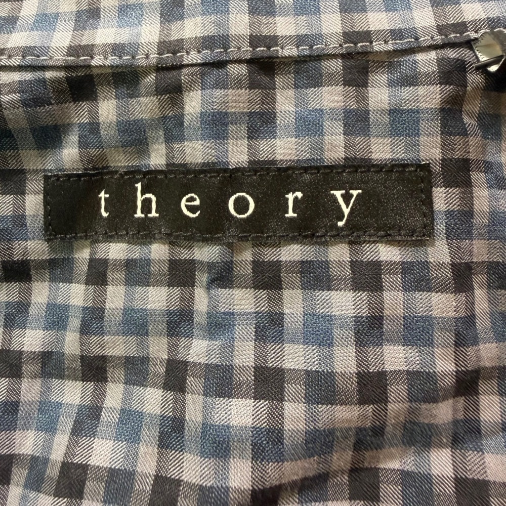 Theory Mens Zack PS Algae Multi Blue Gingham Check Button Down Shirt E0774583 L - Picture 5 of 10
